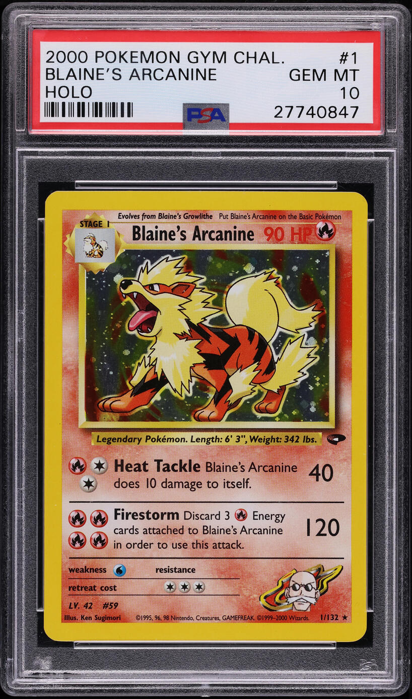 2000 Pokemon Gym Challenge Holo Blaine's Arcanine #1 PSA 10 GEM MINT