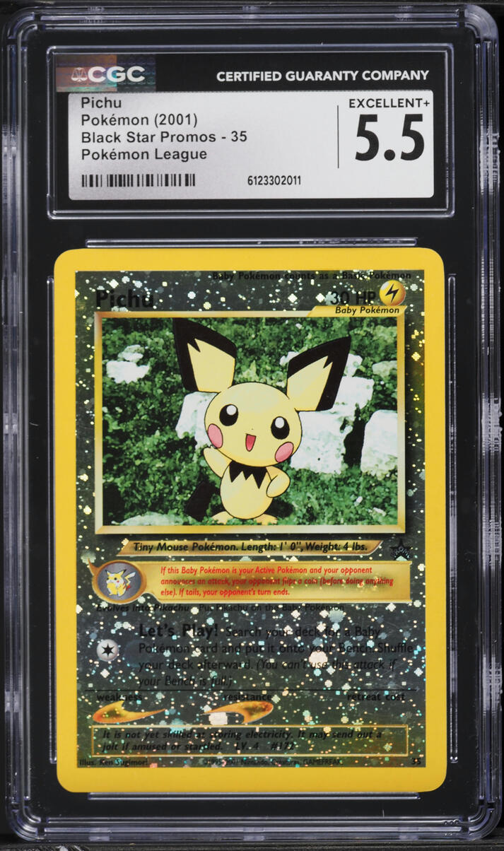 2001 Pokemon League Black Star Promo Pichu #35 CGC 5.5 EX+