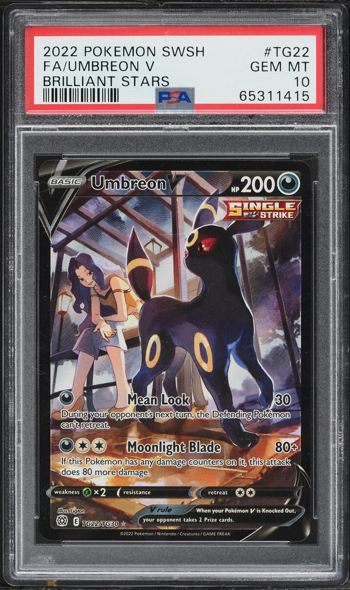 2022 Pokemon Sword & Shield Brilliant Stars Full Art Umbreon V #TG22 PSA 10 GEM MINT