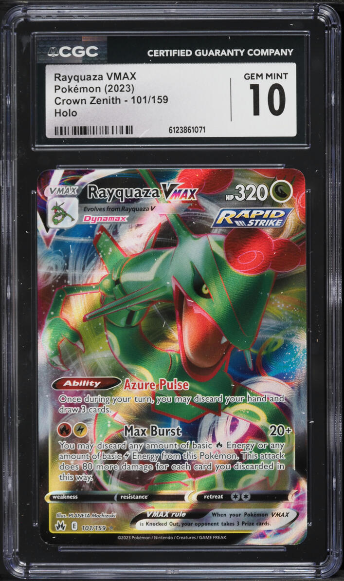 2023 Pokemon Sword & Shield Crown Zenith Full Art Rayquaza VMAX #101 CGC 10 GEM MINT