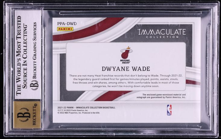 2021 Immaculate Collection Premium Platinum Dwyane Wade PATCH AUTO 1/1 #PPA-DWD BGS 9 MINT