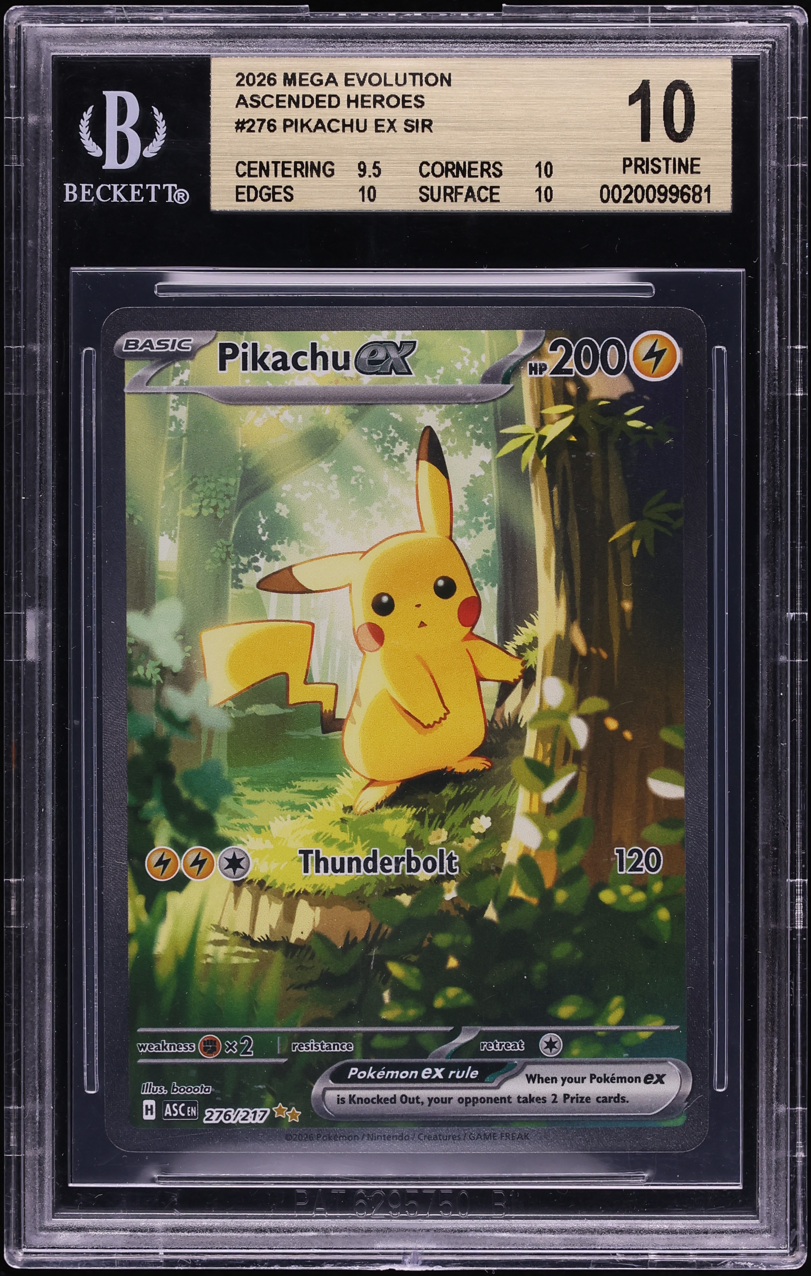 2026 Pokemon Mega Evolution Ascended Heroes SIR Pikachu ex #276 BGS 10 PRISTINE