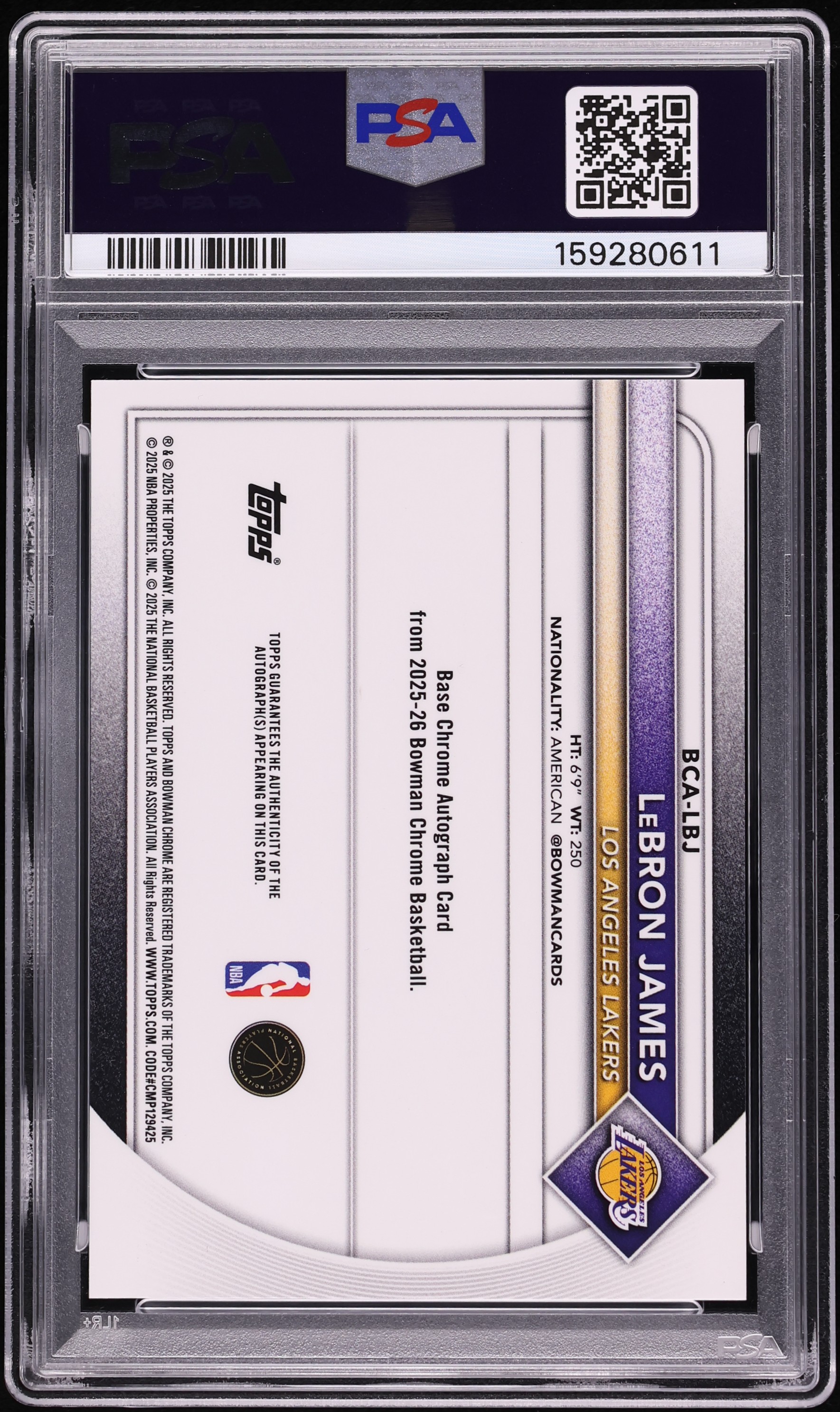 2025 Bowman Chrome Black Refractor LeBron James AUTO /10 #BCA-LBJ