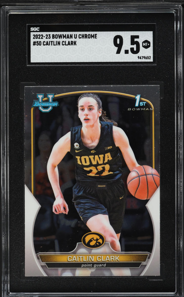 2022 Bowman Chrome University Caitlin Clark ROOKIE #50 SGC 9.5 MINT+
