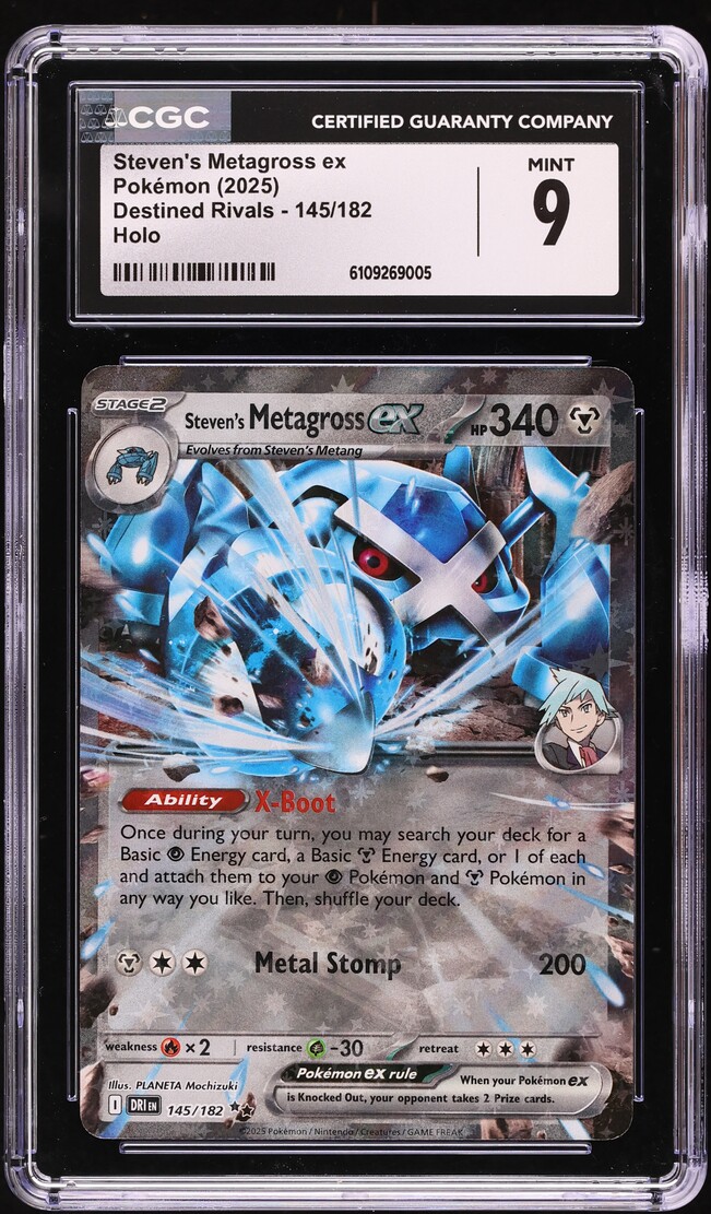 2025 Pokemon Scarlet & Violet Destined Rivals Holo Steven's Metagross ex #145 CGC 9 MINT