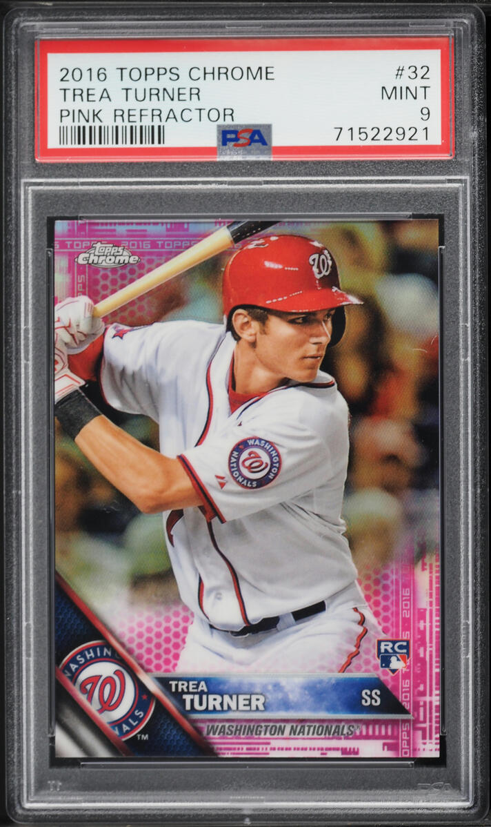 2016 Topps Chrome Pink Refractor Trea Turner ROOKIE #32 PSA 9 MINT