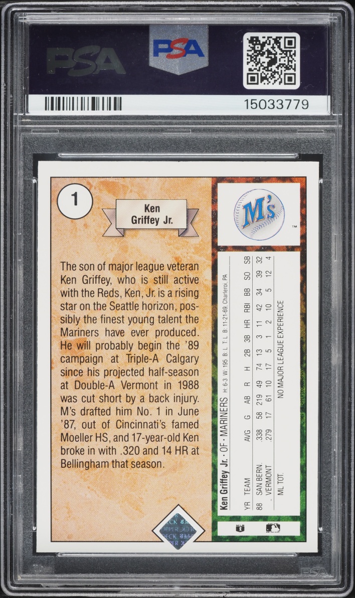1989 Upper Deck Ken Griffey Jr. ROOKIE #1 PSA 10 GEM MINT
