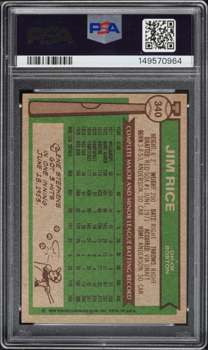 1976 Topps Jim Rice #340 PSA 7 NRMT