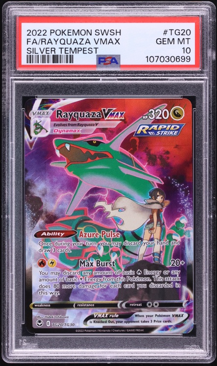 2022 Pokemon Sword & Shield Silver Tempest CHR Rayquaza VMAX #TG20 PSA 10 GEM MINT