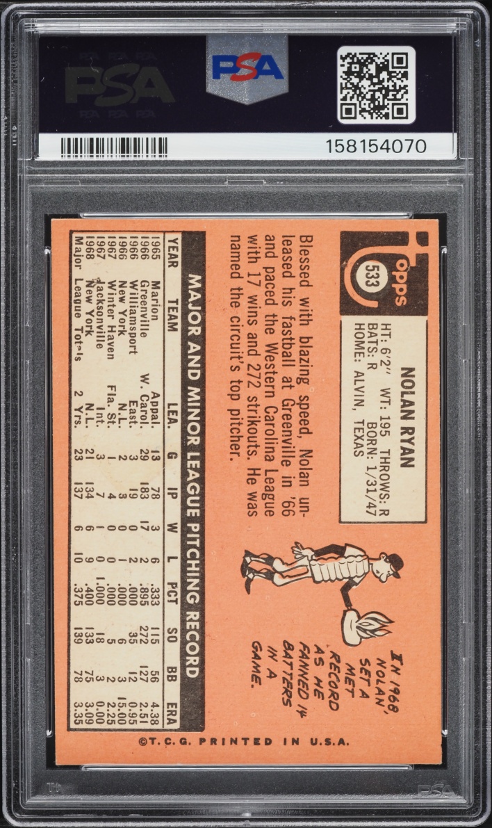 1969 Topps Nolan Ryan #533 PSA 5 EX