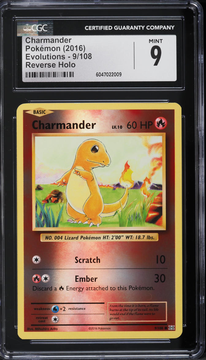 2016 Pokemon XY Evolutions Reverse Holo Charmander #9 CGC 9 MINT