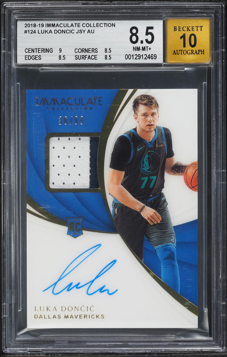 2018 Immaculate Collection Luka Doncic ROOKIE PATCH AUTO /99 #124 BGS 8.5 NM-MT+
