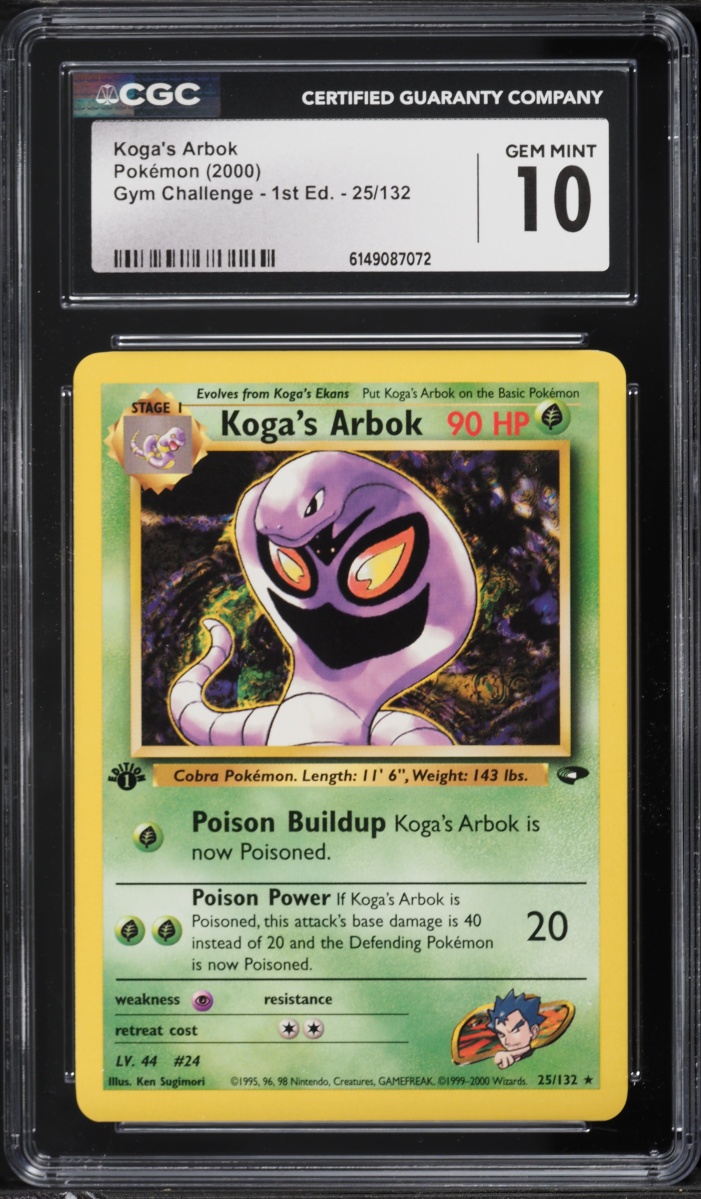 2000 Pokemon Gym Challenge 1st Edition Koga's Arbok #25 CGC 10 GEM MINT