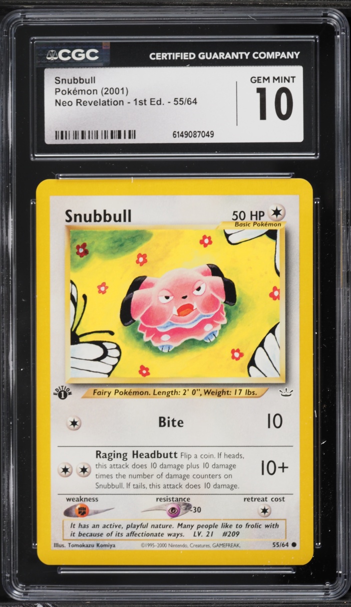 2001 Pokemon Neo Revelation 1st Edition Snubbull #55 CGC 10 GEM MINT