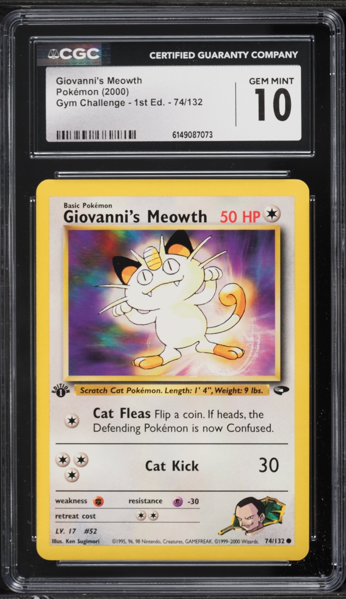 2000 Pokemon Gym Challenge 1st Edition Giovanni's Meowth #74 CGC 10 GEM MINT