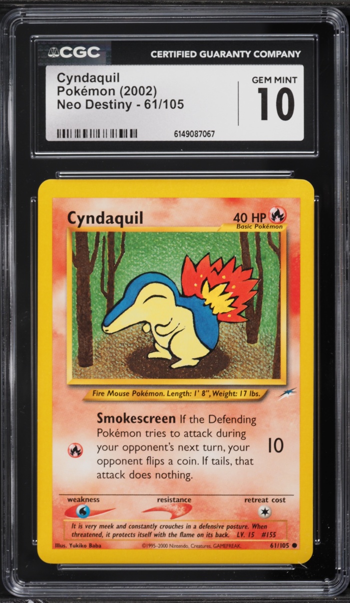 2002 Pokemon Neo Destiny Cyndaquil #61 CGC 10 GEM MINT
