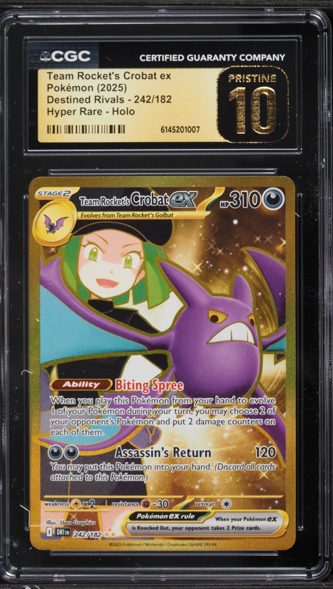 2025 Pokemon SV Destined Rivals Gold Rare Team Rocket's Crobat Ex #242 CGC 10 PRISTINE