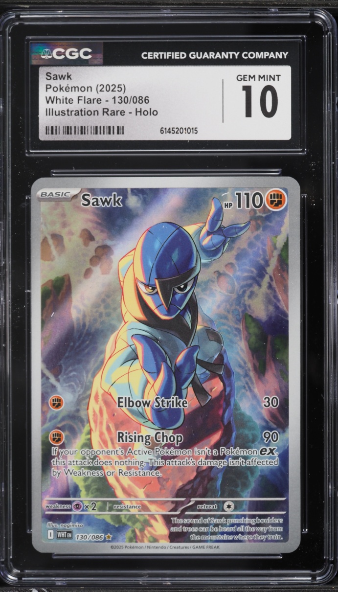 2025 Pokemon Scarlet & Violet White Flare IR Sawk #130 CGC 10 GEM MINT