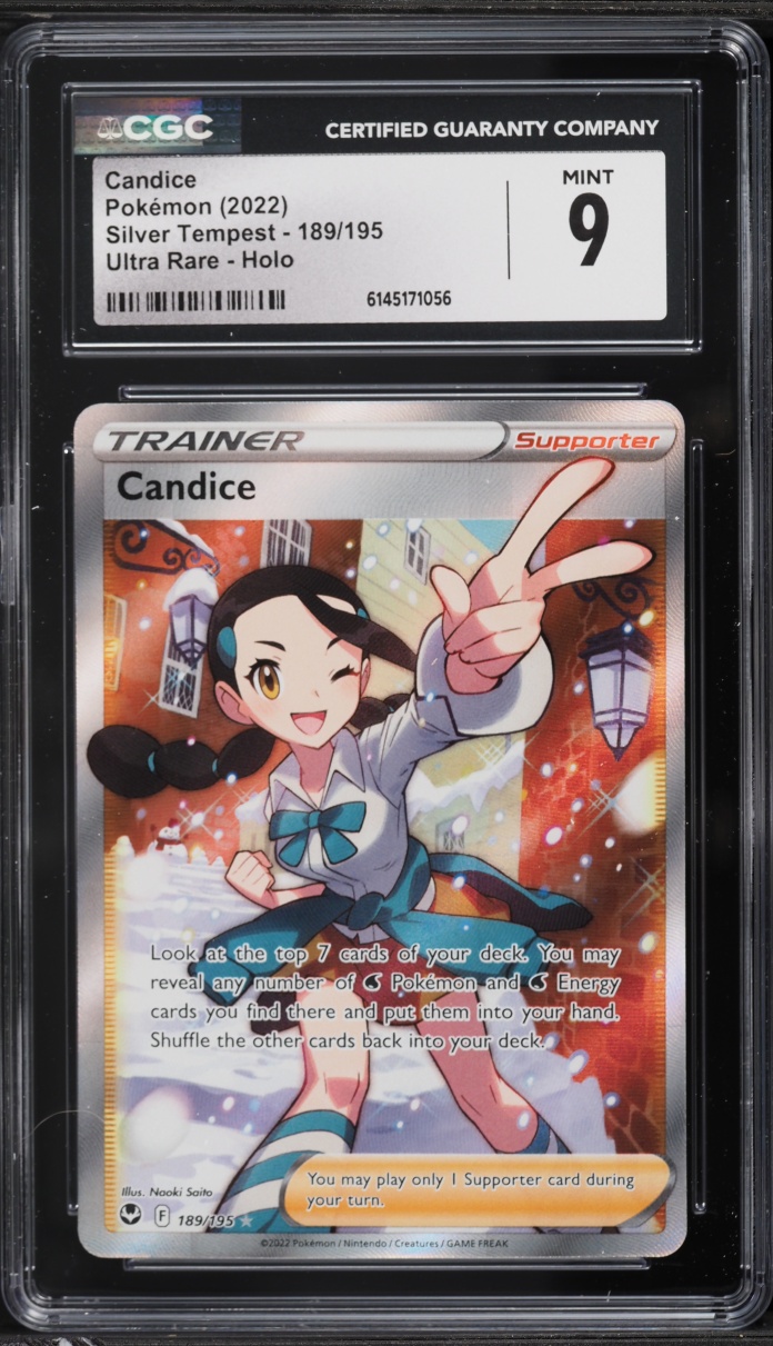 2022 Pokemon Sword & Shield Silver Tempest Full Art Candice #189 CGC 9 MINT