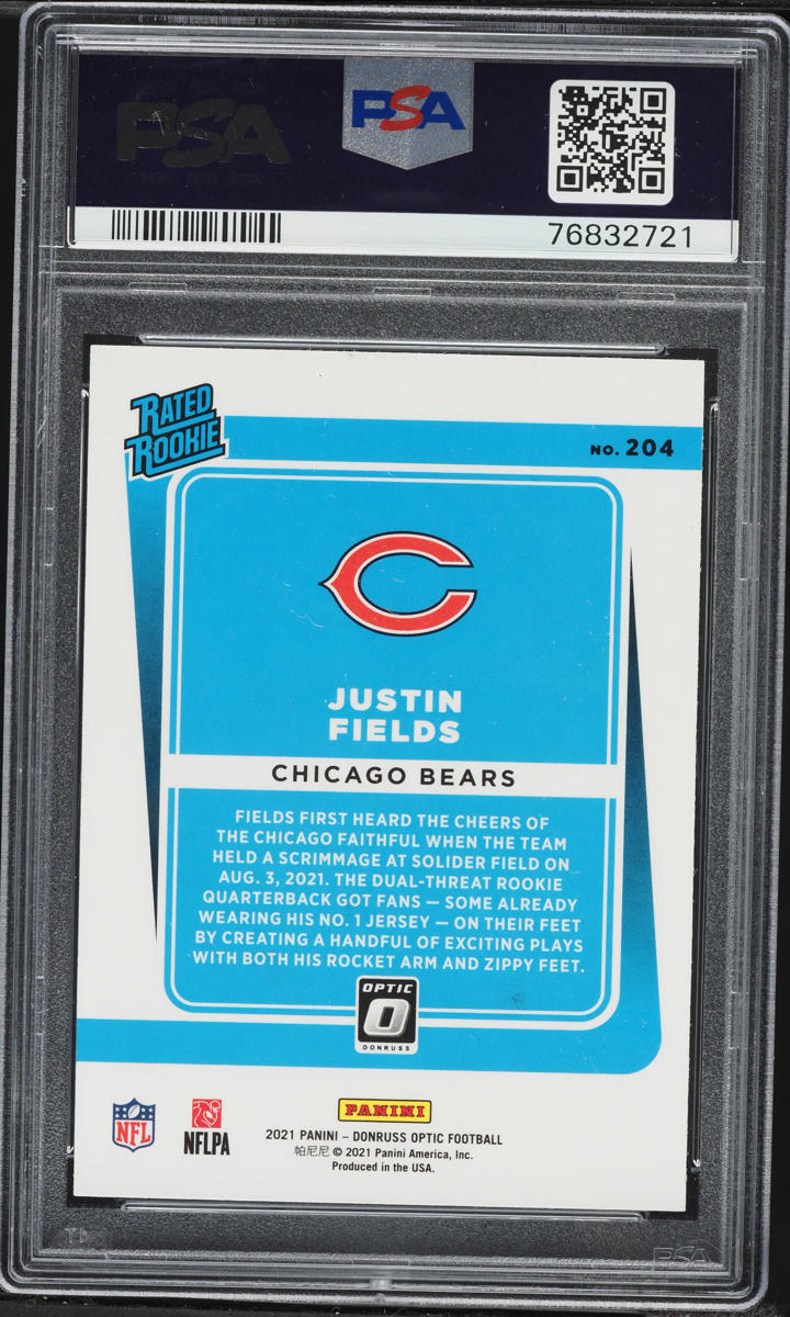2021 Donruss Optic Justin Fields ROOKIE #204 PSA 10 GEM MINT
