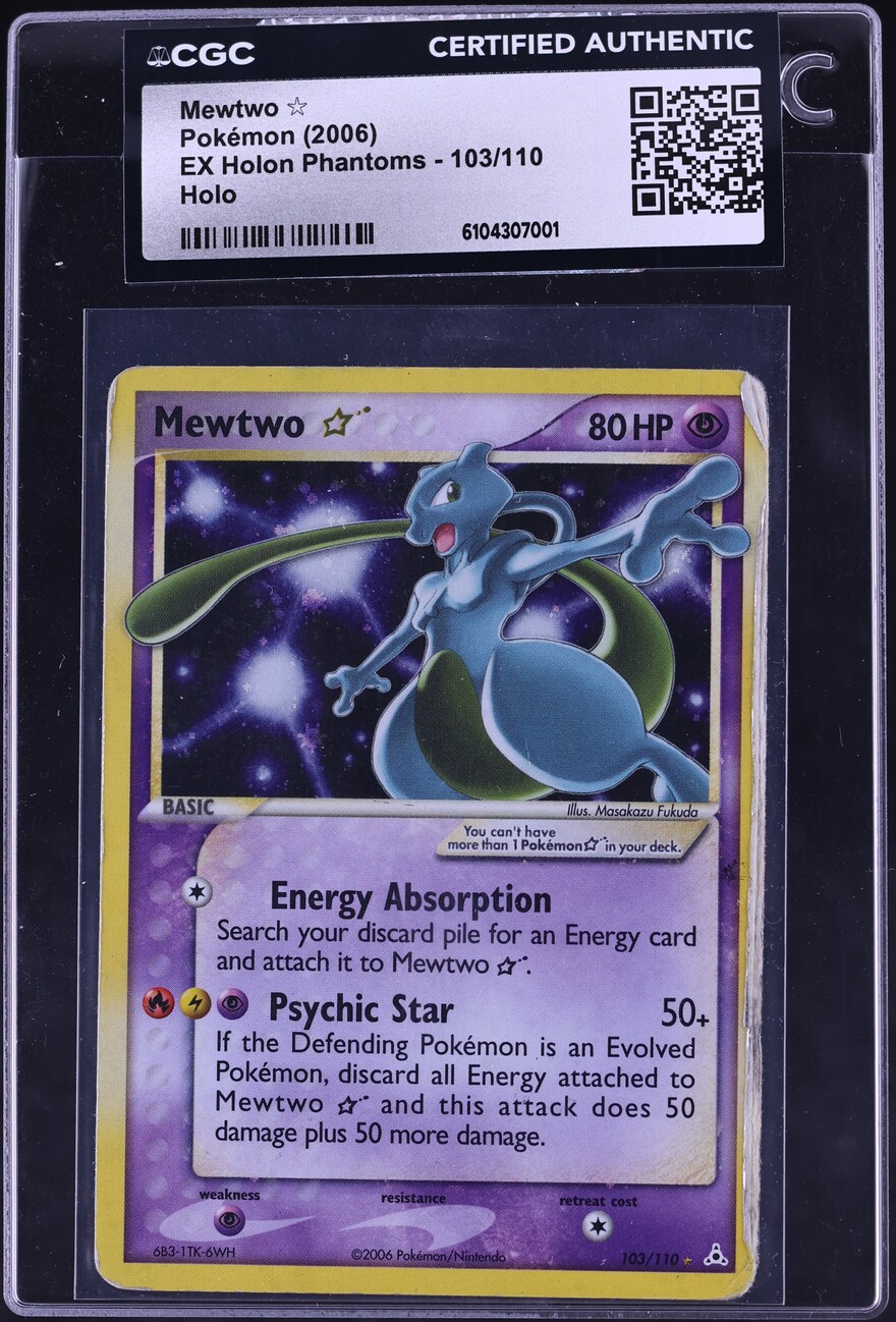 2006 Pokemon EX Holon Phantoms Holo Mewtwo Gold Star #103 CGC AUTH