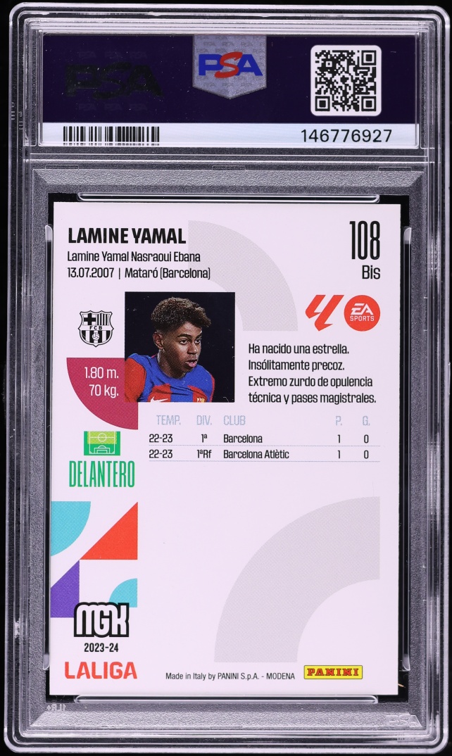 2023 Panini Megacracks La Liga EA Sports Lamine Yamal ROOKIE #108BIS PSA 10 GEM MINT
