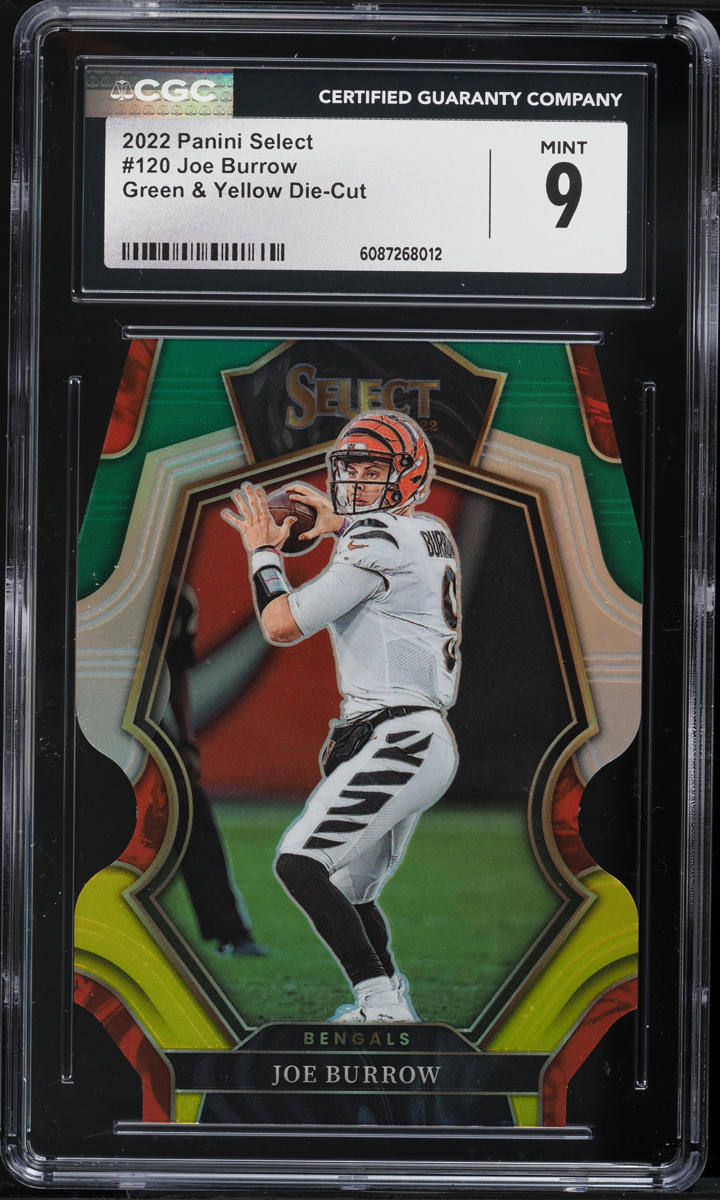 2022 Select Premier Level Green & Yellow Die-Cut Joe Burrow #120 CGC 9 MINT
