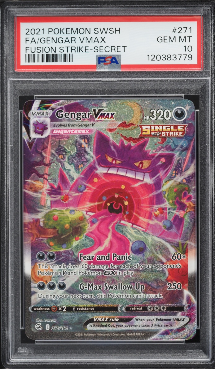 2021 Pokemon Sword & Shield Fusion Strike Full Art Gengar VMAX #271 PSA 10 GEM MINT