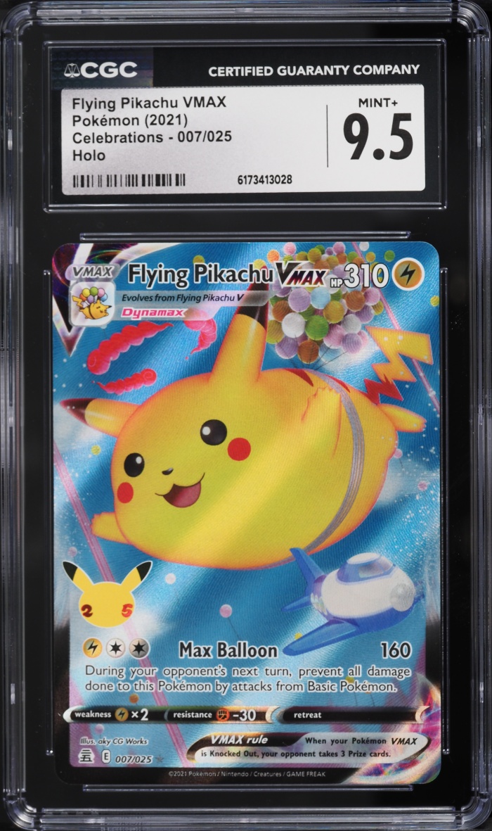 2021 Pokemon Sword & Shield Celebrations Full Art Flying Pikachu VMAX #7 CGC 9.5 MINT+