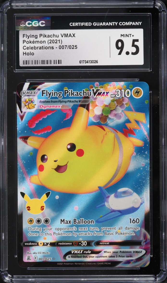 2021 Pokemon Sword & Shield Celebrations Full Art Flying Pikachu VMAX #7 CGC 9.5 MINT+
