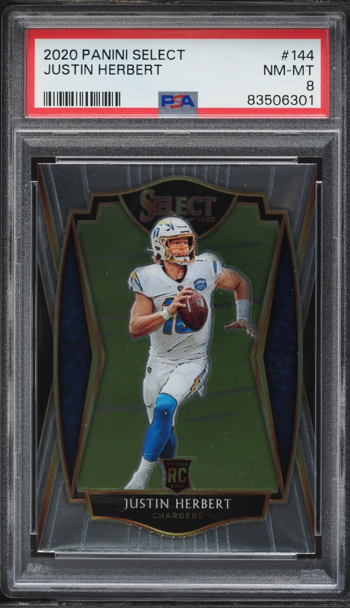2020 Select Premier Level Justin Herbert ROOKIE #144 PSA 8 NM-MT