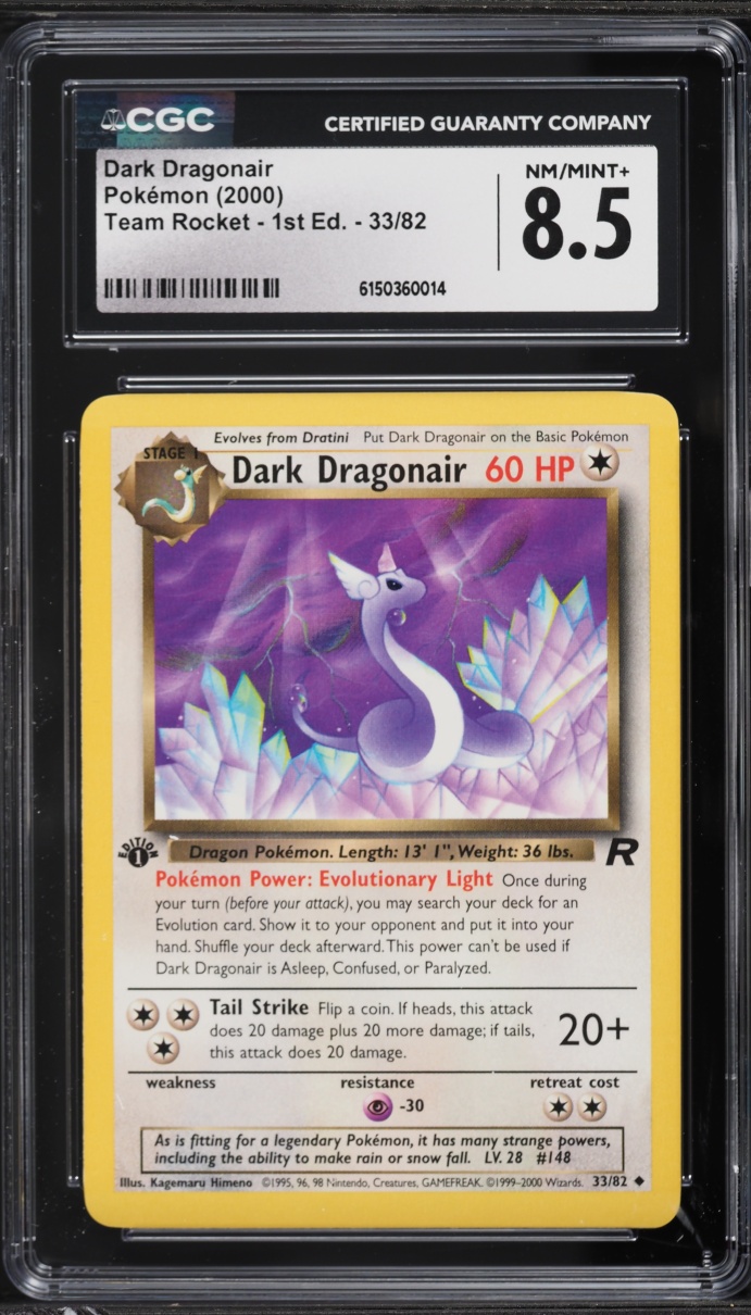 2000 Pokemon Team Rocket 1st Edition Dark Dragonair #33 CGC 8.5 NM-MT+