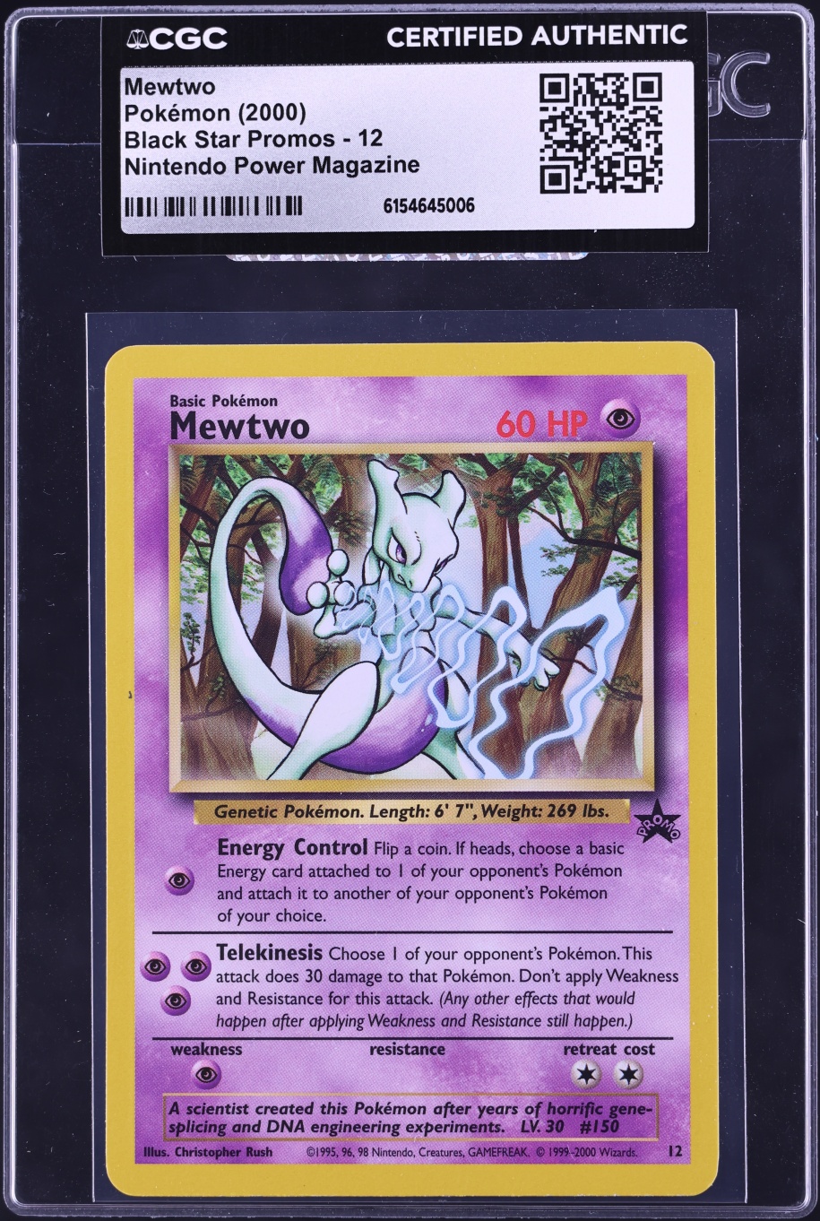 2000 Pokemon Black Star Promo Mewtwo #12 CGC AUTH