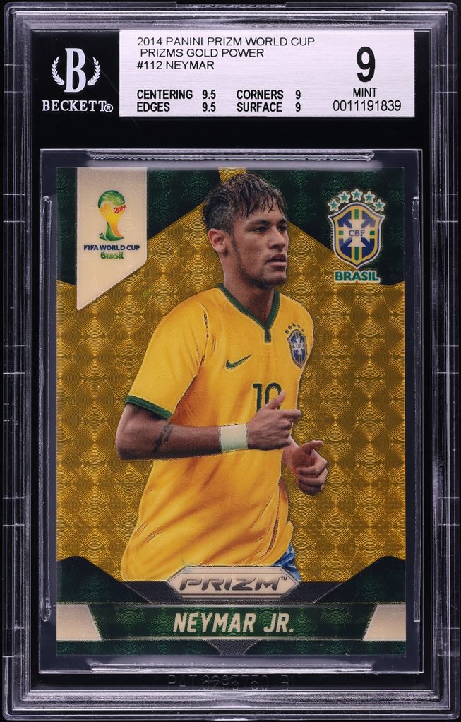 2014 Panini Prizm World Cup Gold Power Neymar Jr. /5 #112 BGS 9 MINT
