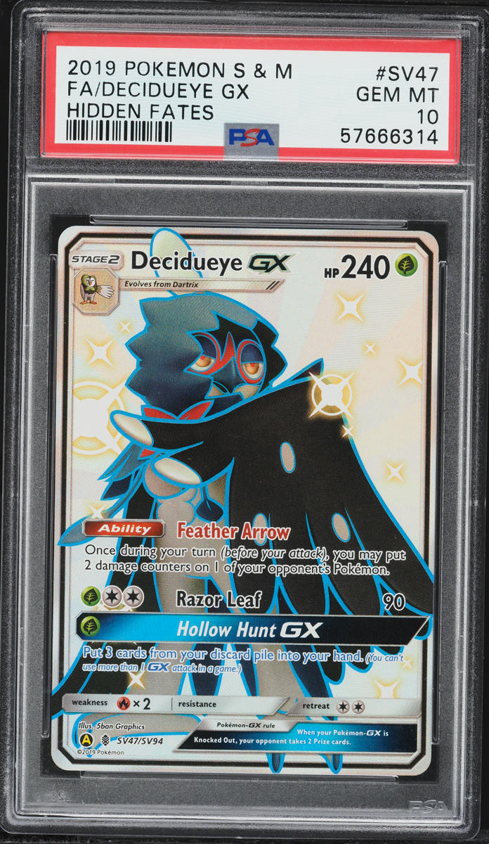 2019 Pokemon Sun & Moon Hidden Fates Shiny Decidueye GX #SV47 PSA 10 GEM MINT