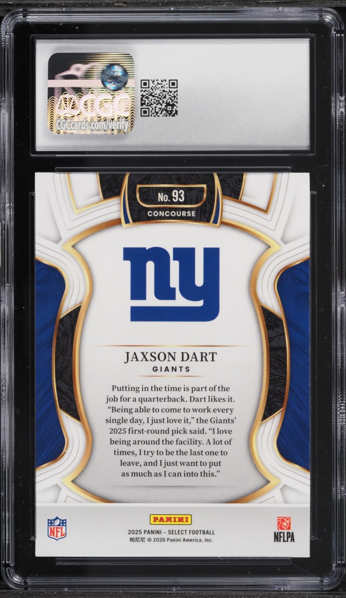 2025 Select Concourse Jaxson Dart ROOKIE #93 CGC 9.5 MINT+