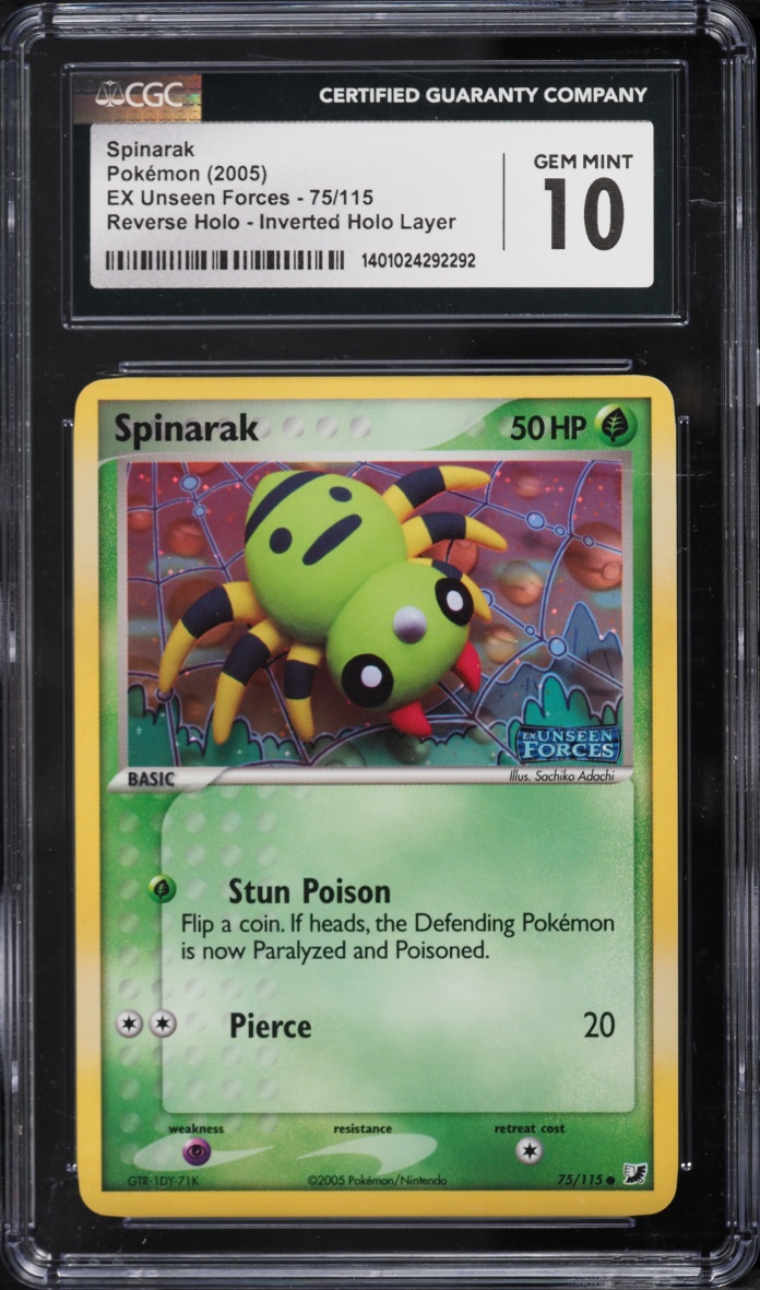 2005 Pokemon EX Unseen Forces Inverted Layer Error Reverse Holo Spinarak #75 CGC 10 GEM MINT