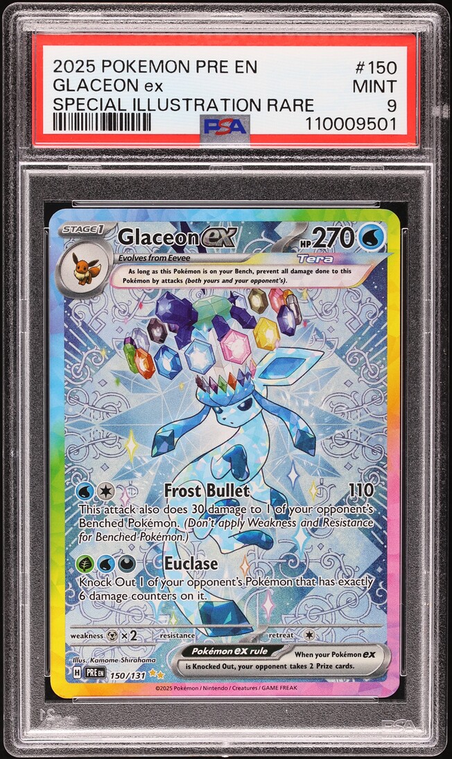 2025 Pokemon Scarlet & Violet Prismatic Evolutions SIR Glaceon ex #150 PSA 9 MINT