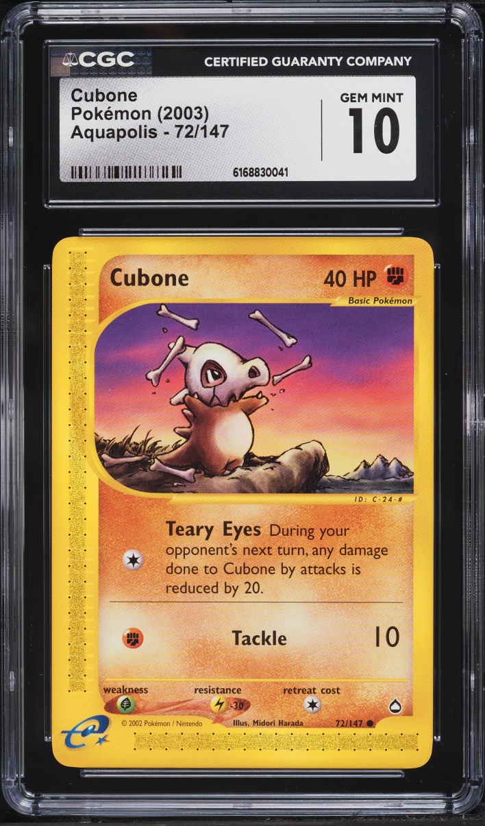 2003 Pokemon Aquapolis Cubone #72 CGC 10 GEM MINT
