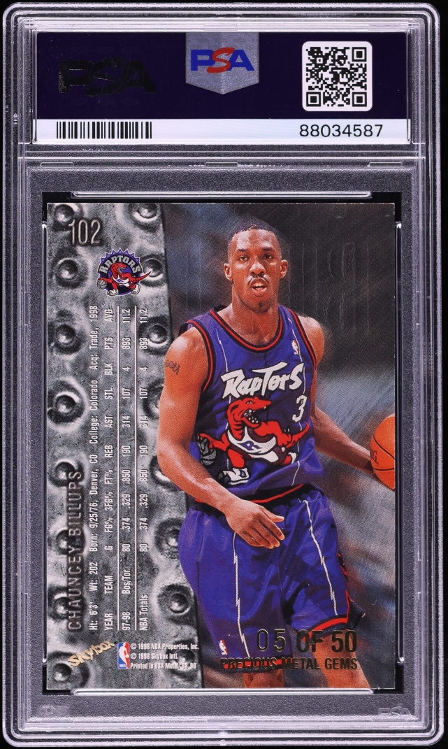 1998 Metal Universe Precious Metal Gems PMG Chauncey Billups /50 #102 PSA 8 NM-MT
