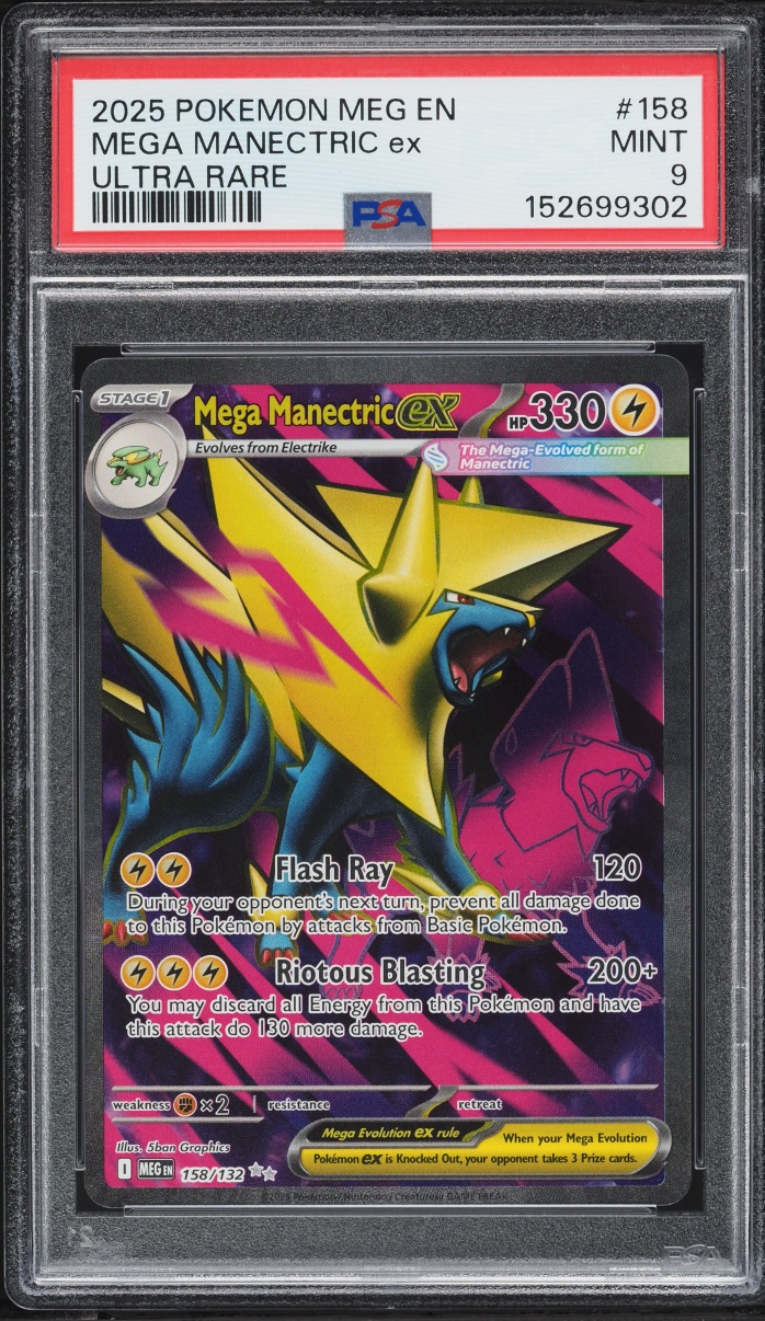 2025 Pokemon Mega Evolution Full Art Mega Manectric Ex #158 PSA 9 MINT