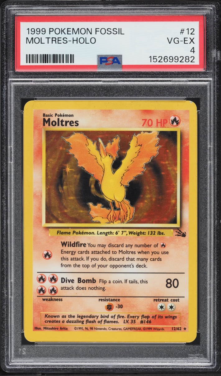 1999 Pokemon Fossil Holo Moltres #12 PSA 4 VGEX