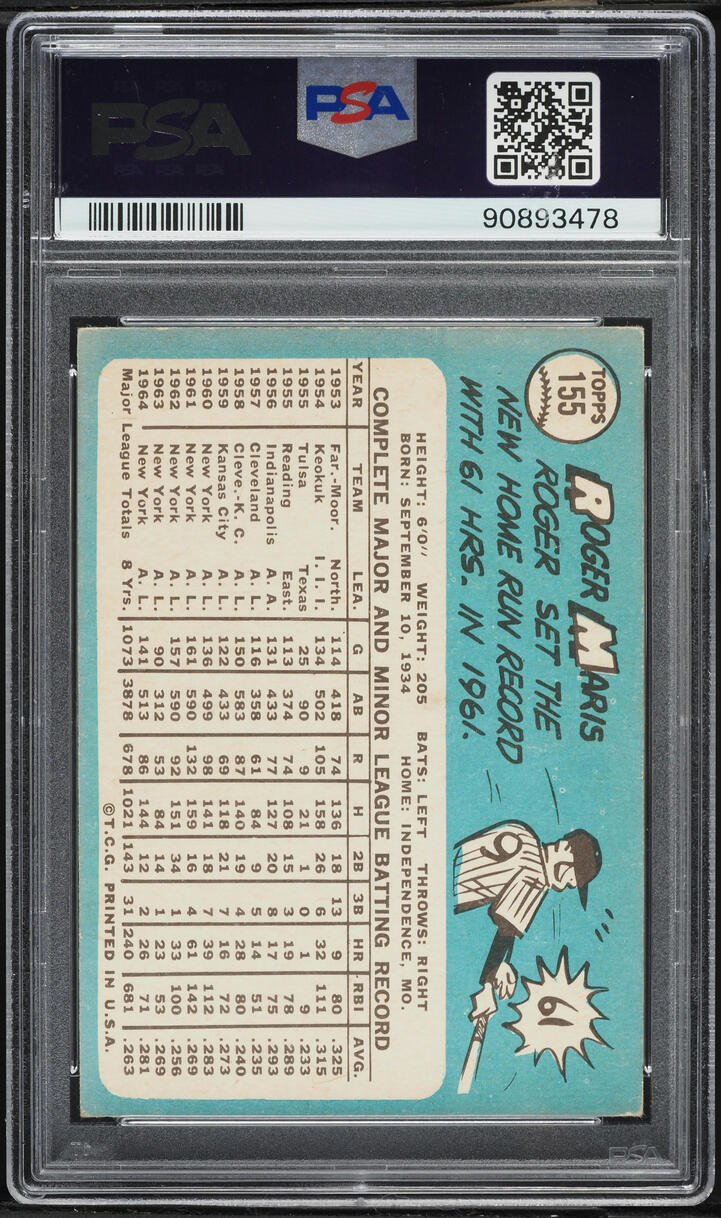 1965 Topps Roger Maris #155 PSA 4 VGEX