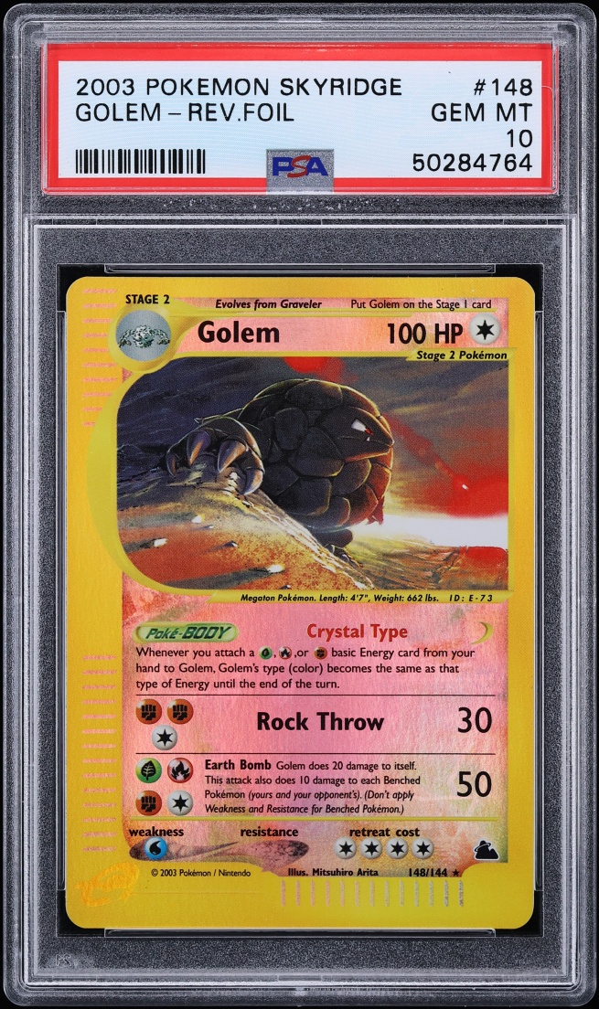 2003 Pokemon Skyridge Reverse Holo Crystal Golem #148 PSA 10 GEM MINT
