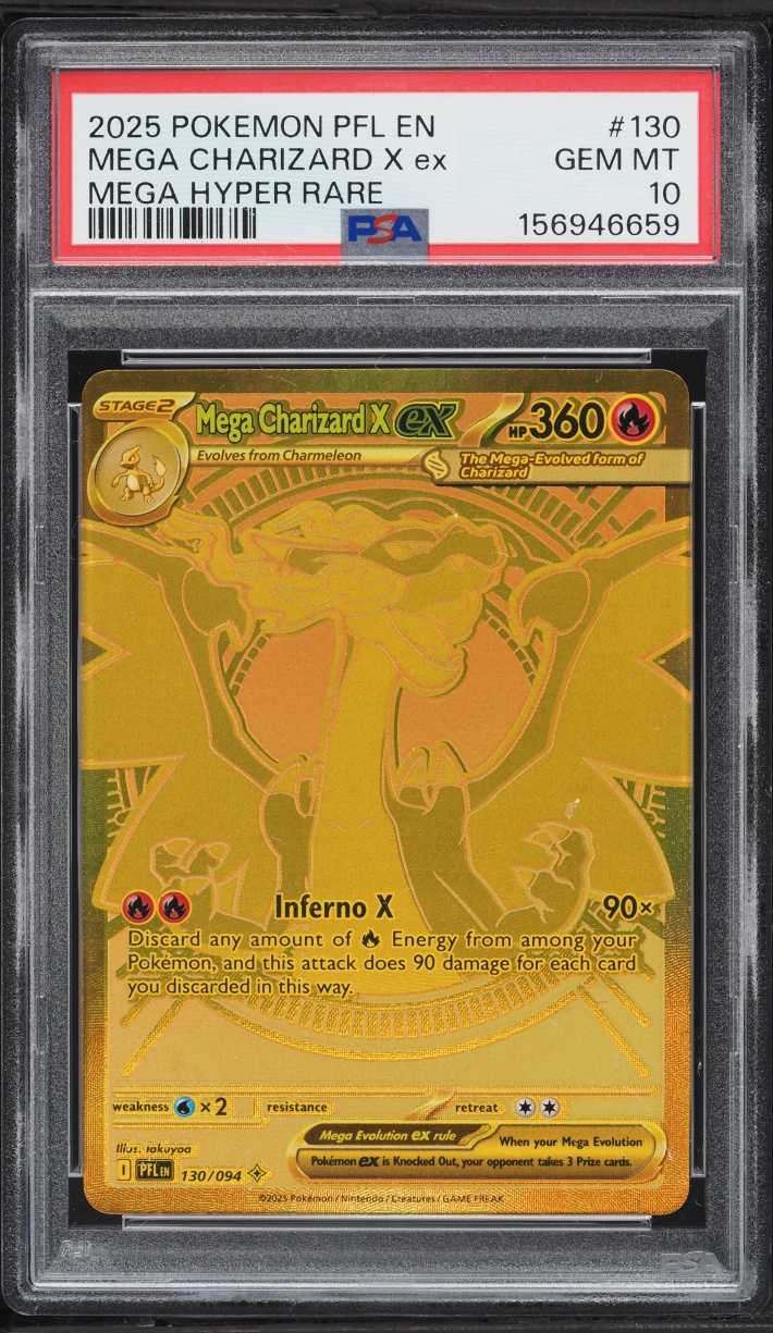 2025 Pokemon Mega Evolution Phantasmal Flames MHR Mega Charizard X EX #130 PSA 10 GEM MINT