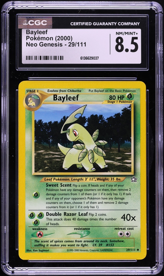 2000 Pokemon Neo Genesis Bayleef #29 CGC 8.5 NM-MT+