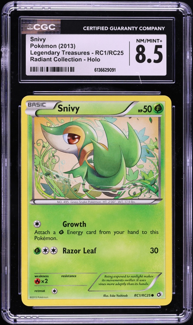 2013 Pokemon Black & White Legendary Treasures Radiant Collection Holo Snivy #RC1 CGC 8.5