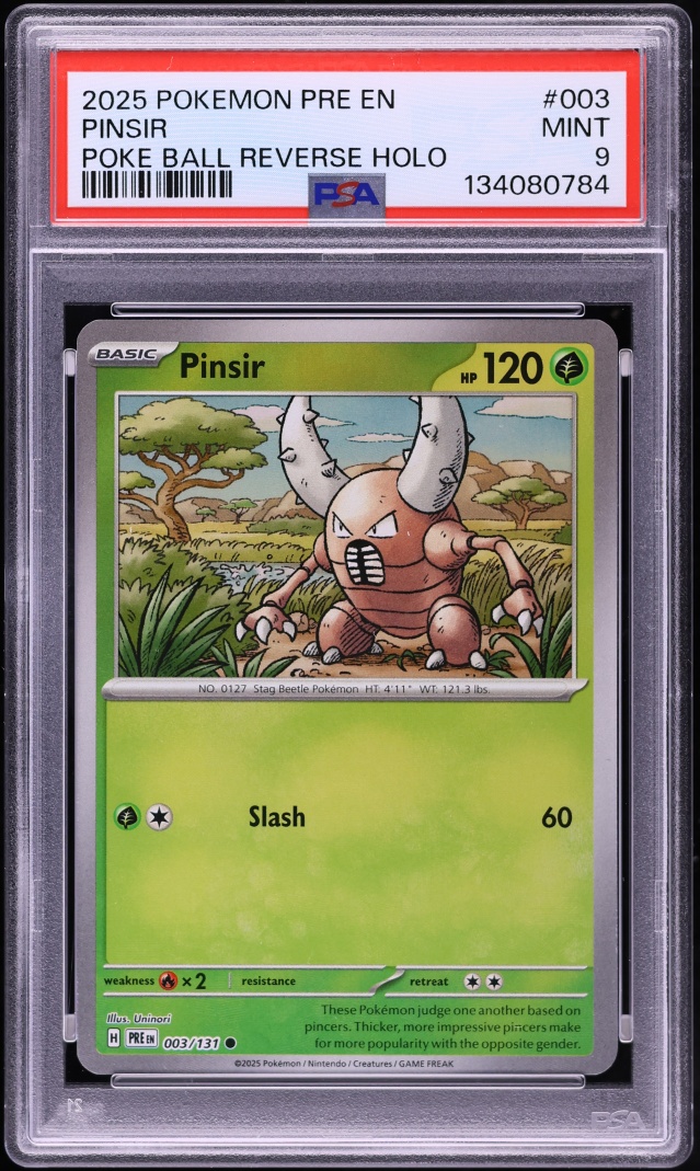 2025 Pokemon Scarlet & Violet Prismatic Evolutions Poke Ball Reverse Holo Pinsir #3 PSA 9 MINT