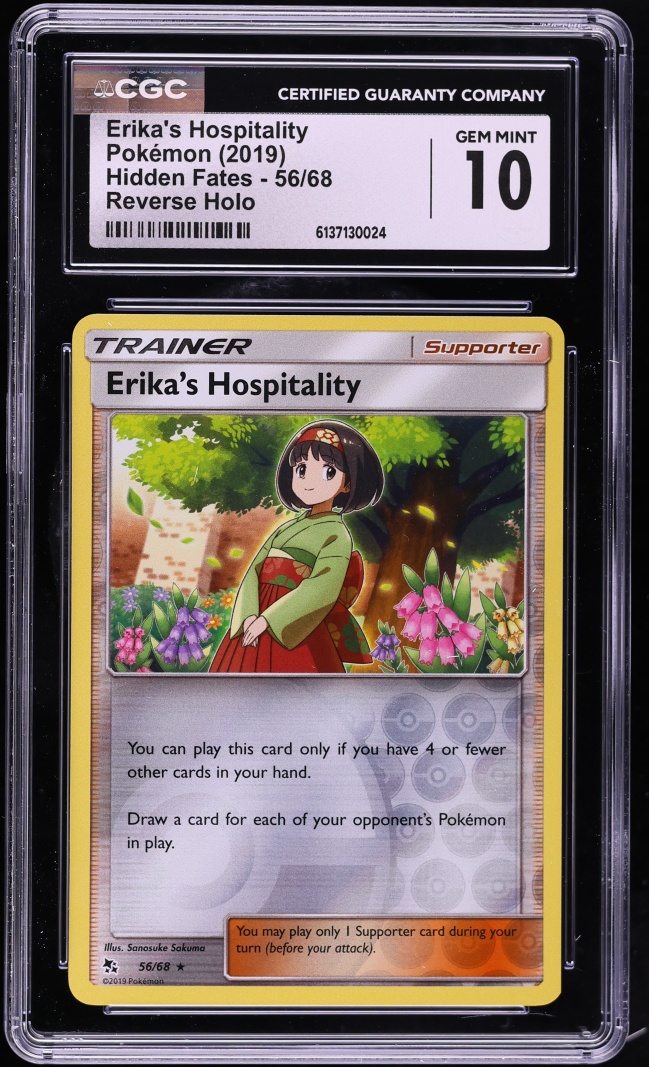 2019 Pokemon SM Hidden Fates Reverse Holo Erika's Hospitality #56 CGC 10 GEM MINT