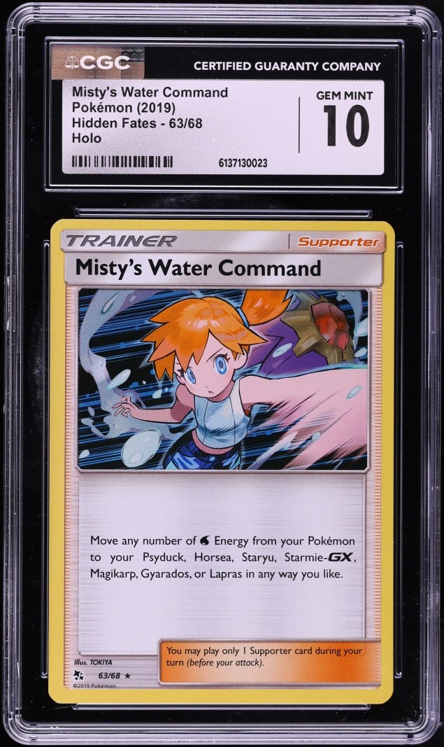 2019 Pokemon SM Hidden Fates Holo Misty's Water Command #63 CGC 10 GEM MINT